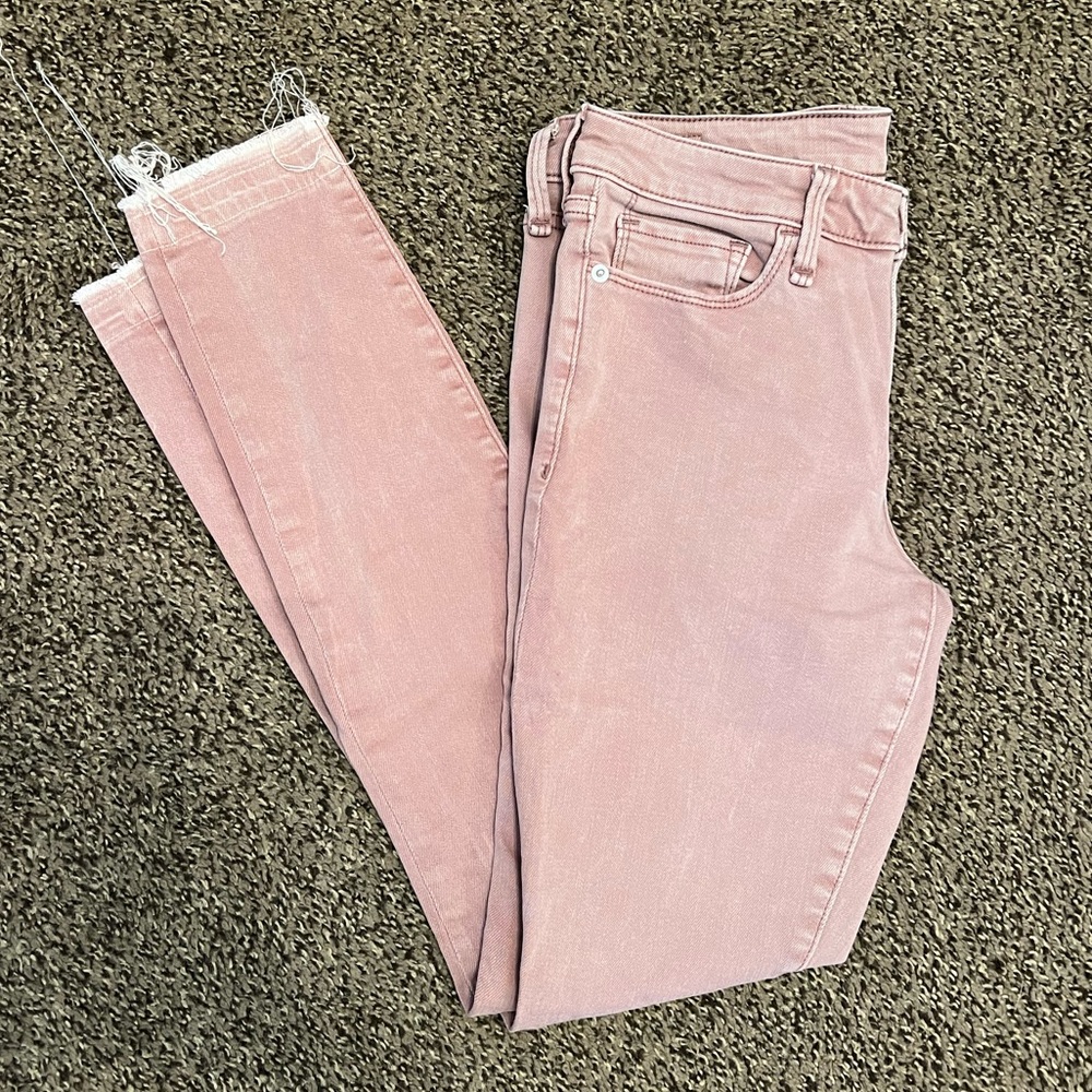 Abercrombie & Fitch A&F Denim: Faded Pink/Mauve Low Rise Harper Skinny Jean